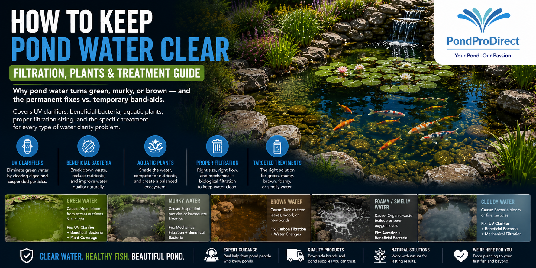 How to Keep Pond Water Clear: Filtration, Plants & Treatment Guide