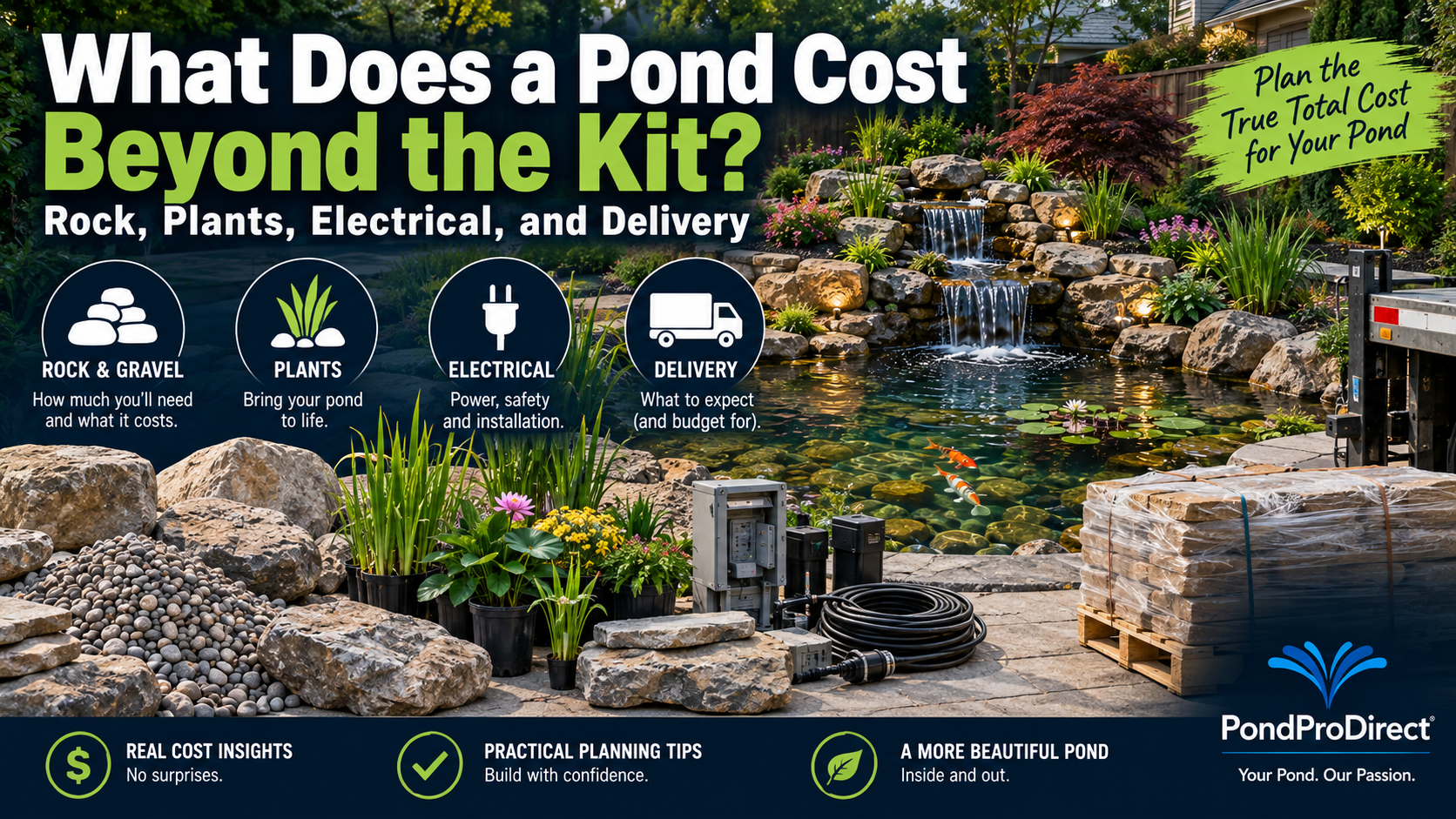What Does a Pond Cost Beyond the Kit? Rock, Plants, Electrical, and Delivery