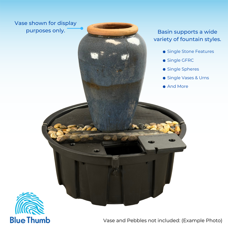 Blue Thumb AB36AB 36" Round AquaBox Waterfall Basin – Pondless Waterfall Reservoir for Disappearing & DIY Water Features
