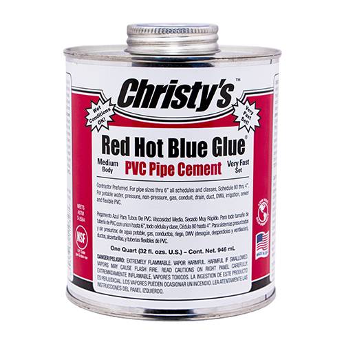 Christy’s Red Hot Blue Glue PVC Cement LVOC – 32 oz