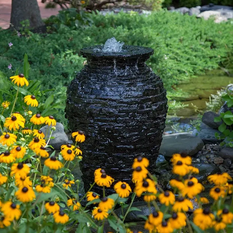 Aquascape Stacked Slate Urn Fountain Kit – 33.5" | Complete Backyard Fountain Kit