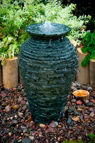 Aquascape Stacked Slate Urn Fountain Kit – 33.5" | Complete Backyard Fountain Kit