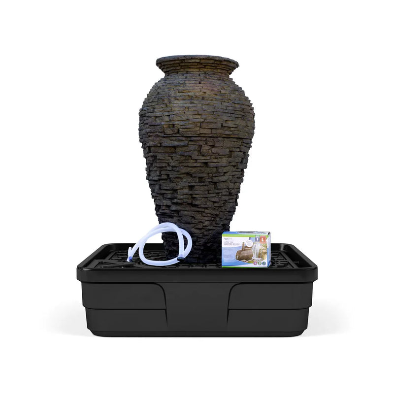 Aquascape 58090 Stacked Slate Urn Fountain Kit – Pondless Patio & Garden Outdoor Water Feature System
