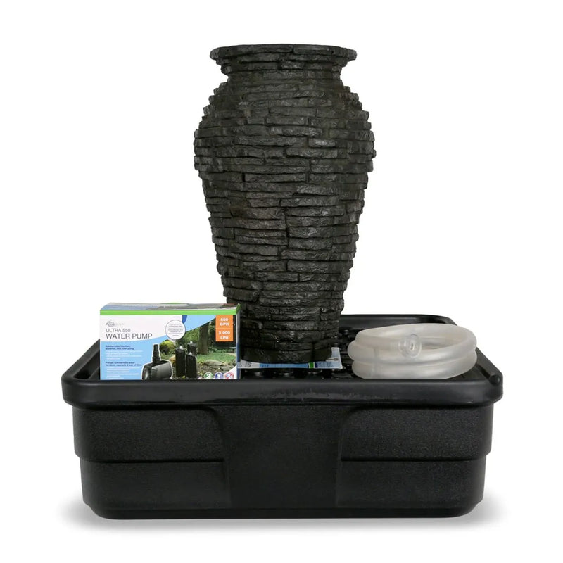 Aquascape Stacked Slate Urn Fountain Kit – 24" | Compact Backyard Fountain