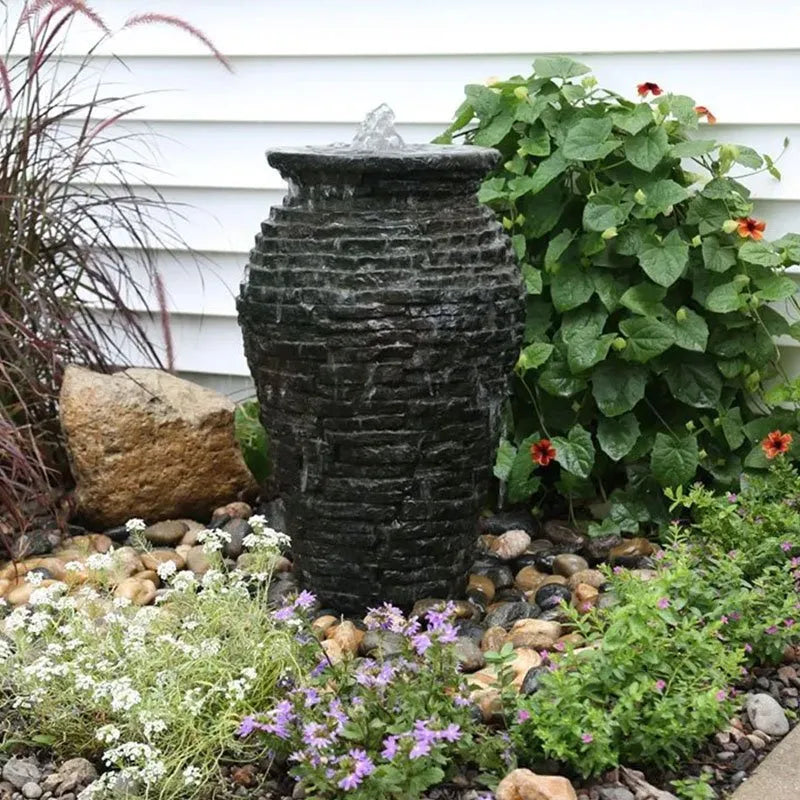 Aquascape Stacked Slate Urn Fountain Kit – 24" | Compact Backyard Fountain