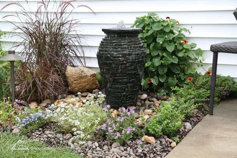 Aquascape Stacked Slate Urn Fountain Kit – 24" | Compact Backyard Fountain