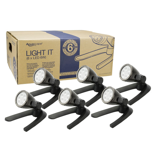 Aquascape 84048 6W LED Pond & Landscape Spotlight 6-Pack – Underwater & Waterfall Lighting Kit