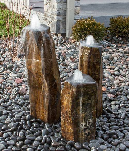Blue Thumb Triple Bowled Polished Top Basalt Fountain Kit
