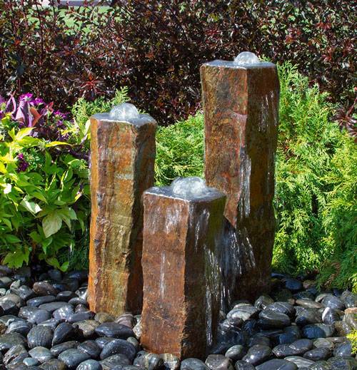 Blue Thumb Triple Bowled Polished Top Basalt Fountain Kit