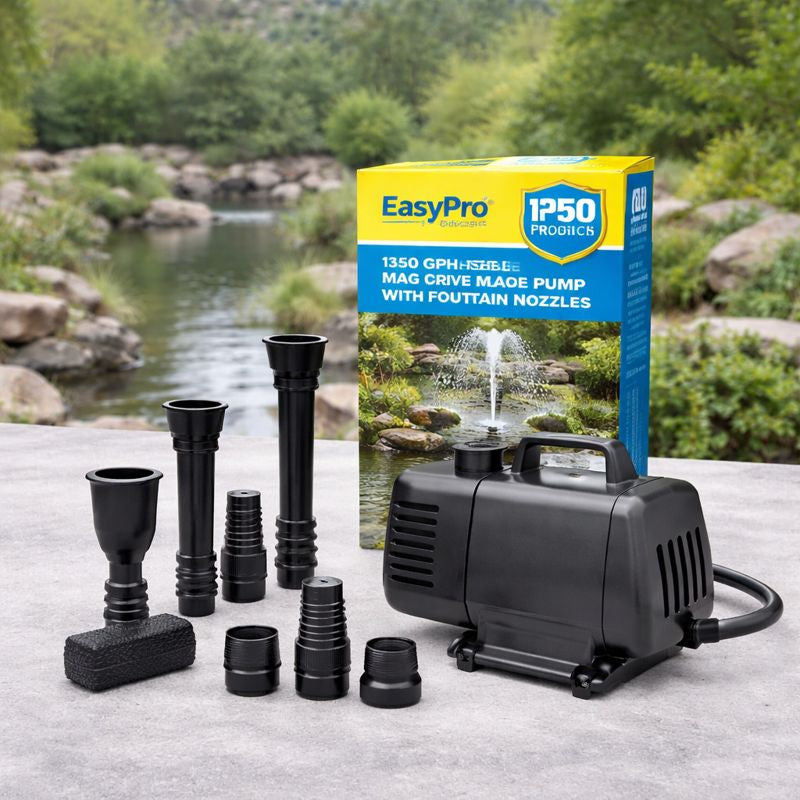 EasyPro EP1350 – 1350 GPH Submersible Mag Drive Pump with Fountain Nozzles