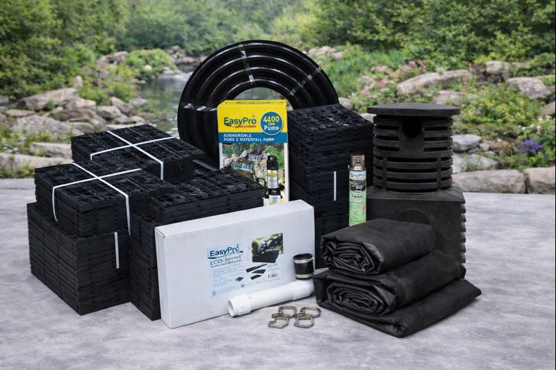 EasyPro JAF16W “Just-A-Falls” Kit – 16' x 2' Pondless Waterfall System with Res-Cubes
