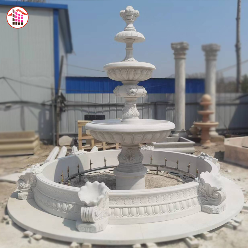 Large Concrete Outdoor Garden Fountain — Reinforced Architectural Water Feature for Landscapes