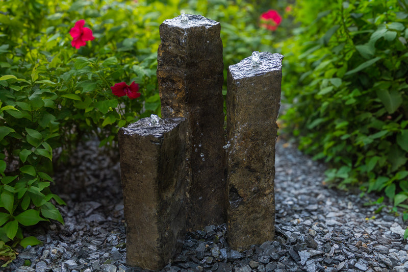 EasyPro HBS3CSL 3 Natural Top Basalt Column Kit – 20", 27" & 35" with Basin, Pump & LED Lights