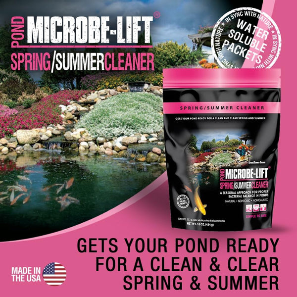 Microbe-Lift Spring/Summer Cleaner – 8 × 2 oz Packets (Seasonal Pond Startup)